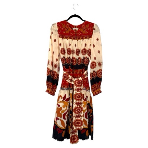 FARM Rio Ainika Tiles Belted Midi Dress, Cream/Red, NWT - Picture 9 of 15